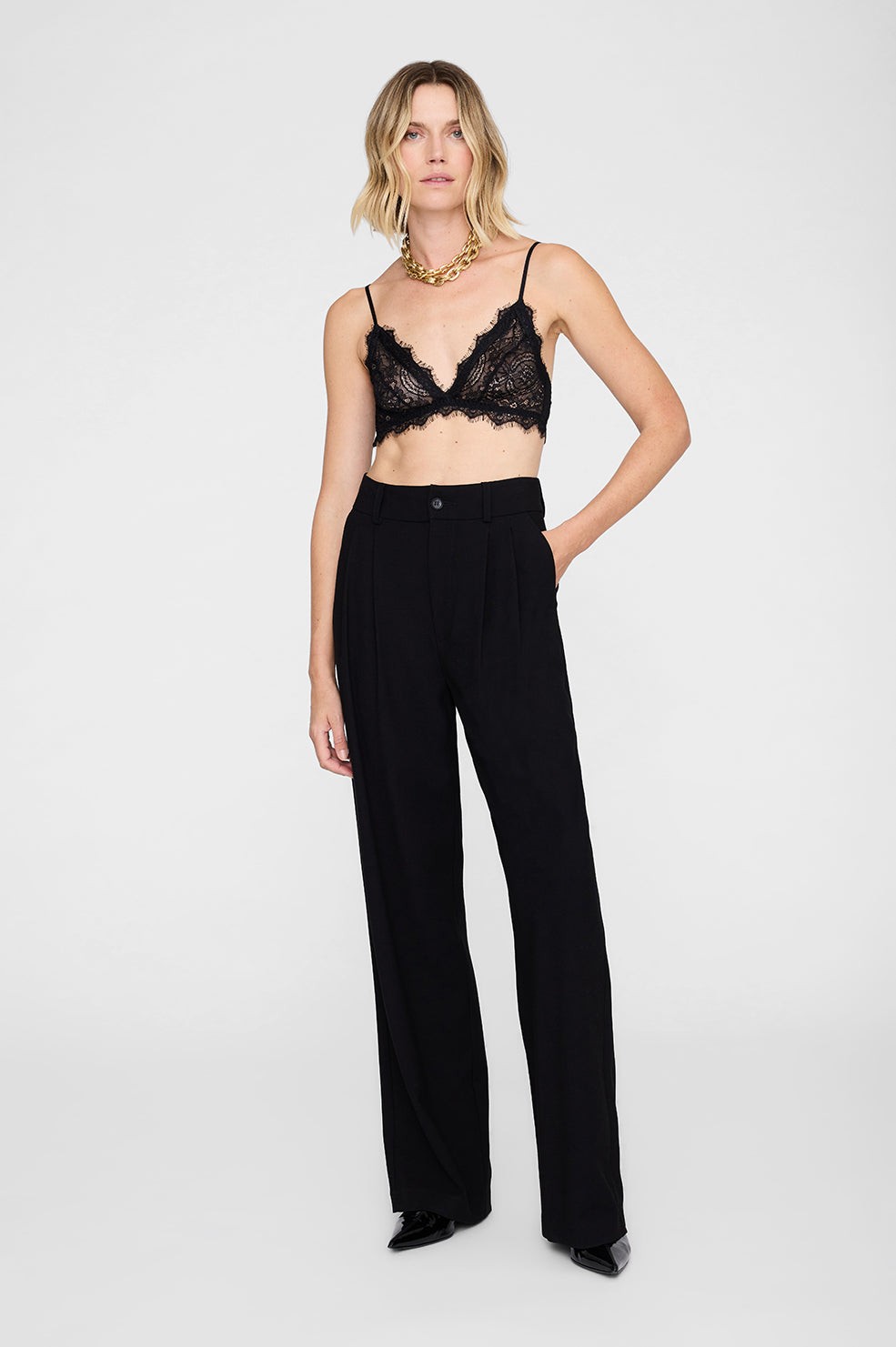 Lace Bra With Trim - Black