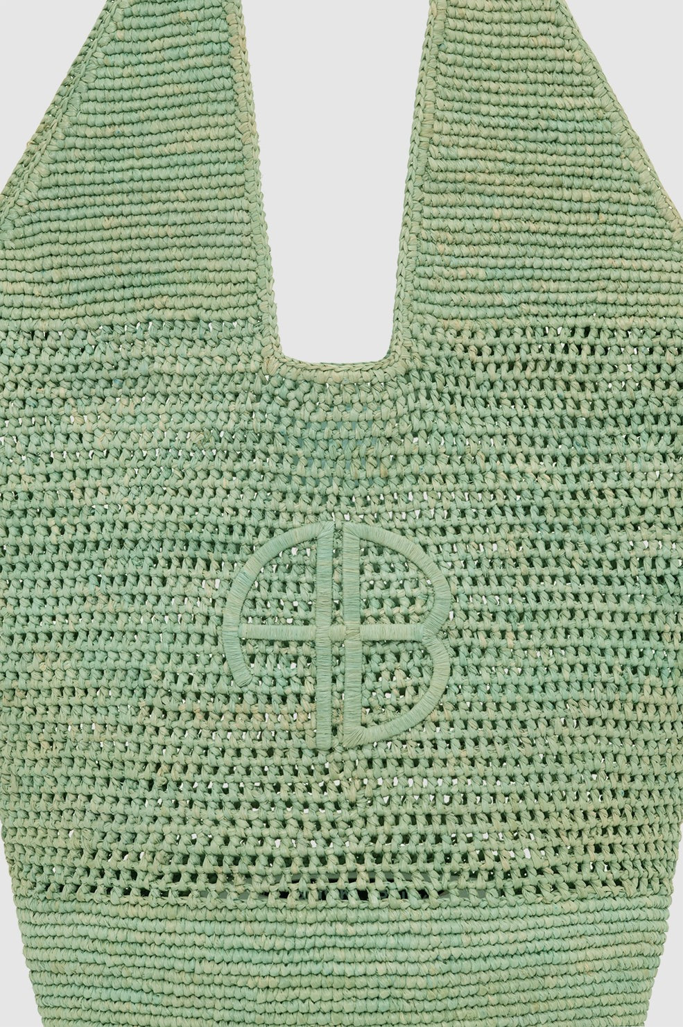 Leah Logo Hobo Raffia - Sea Foam Green