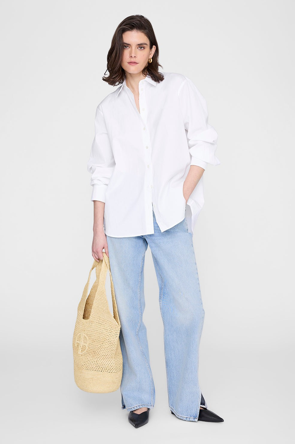 Leah Logo Hobo Raffia - Natural