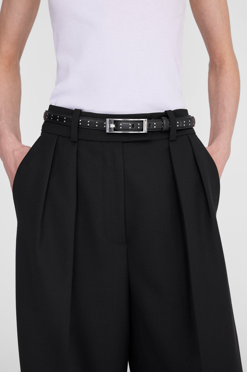 Elly Belt Studs Smooth Leather - Black