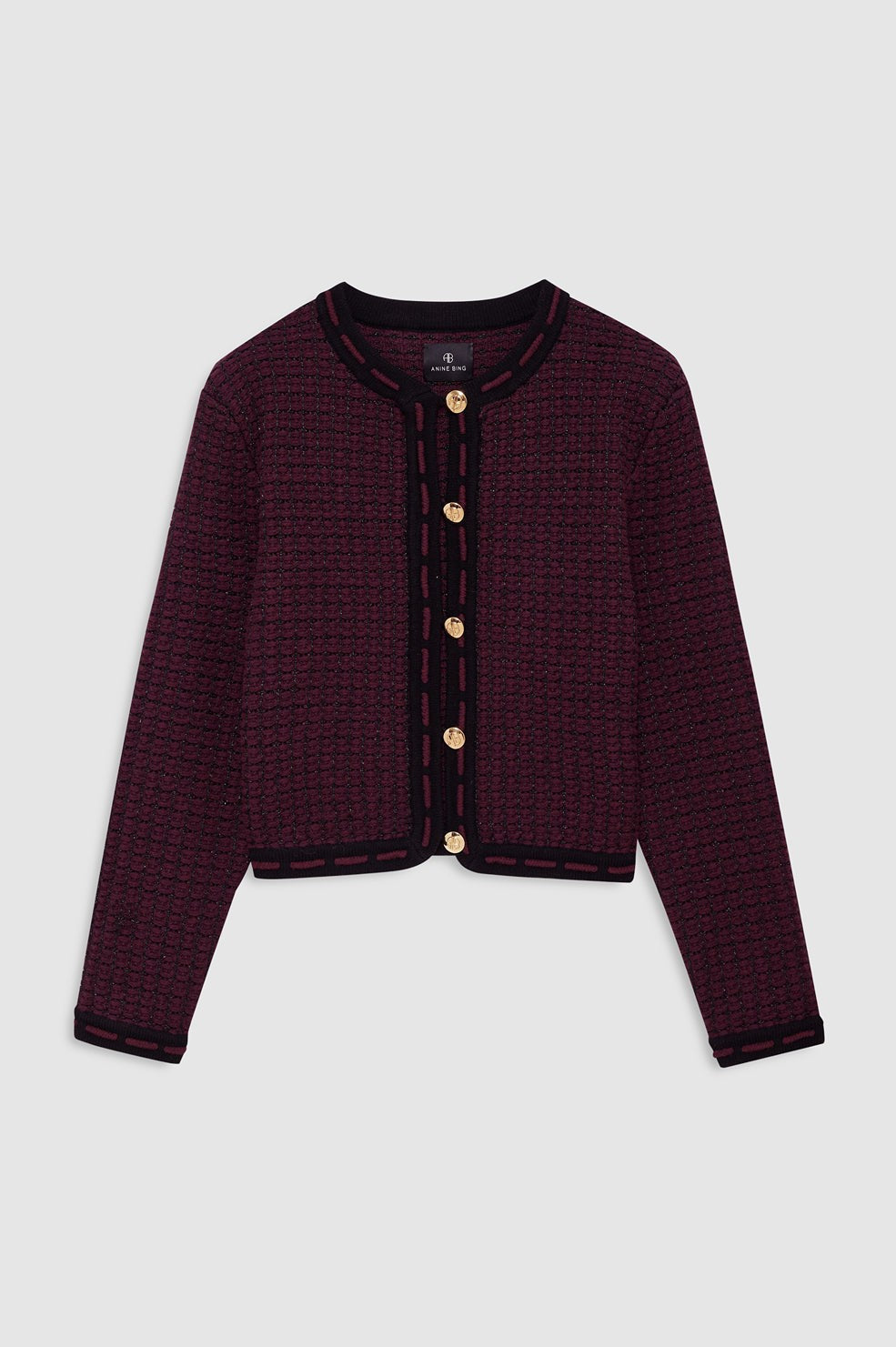 Nora Tweed Cardigan - Burgundy