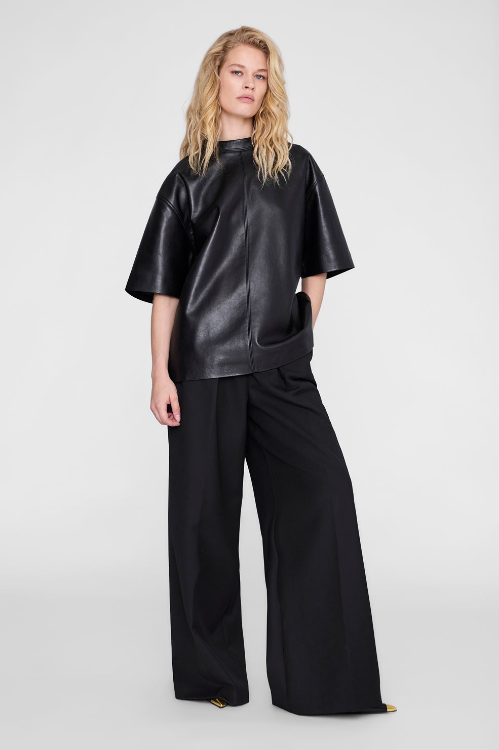 Zeina Top - Black Recycled Leather