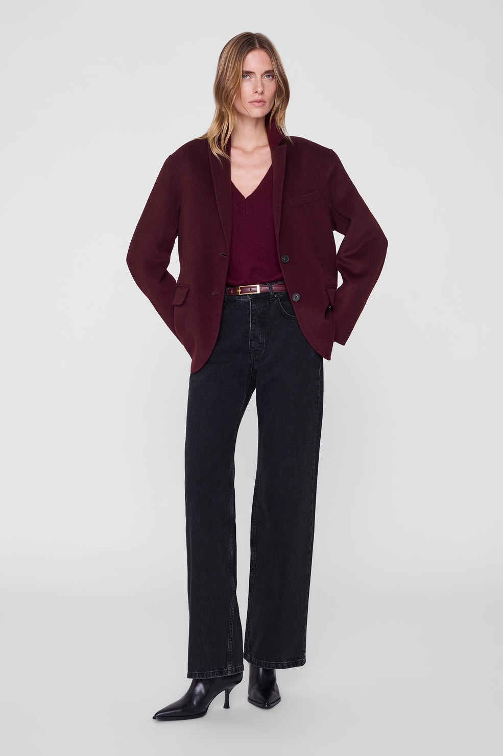 Quinn Blazer - Burgundy Cashmere Blend