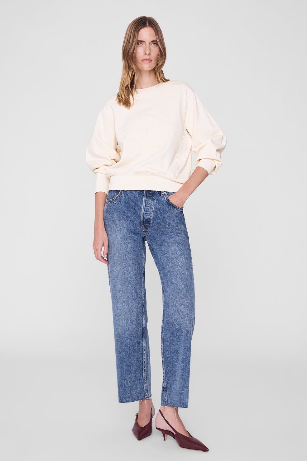 Harry Shrunken Signet Sweatshirt - Ecru