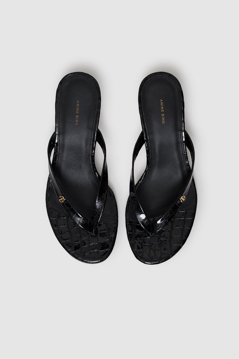 Noelle Thong Heels - Embossed Black