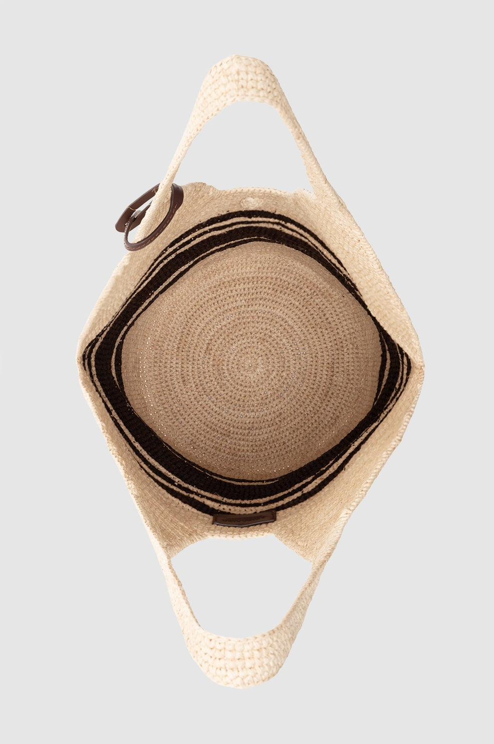 Leah Stripes Hobo Raffia - Natural and Brown Stripe