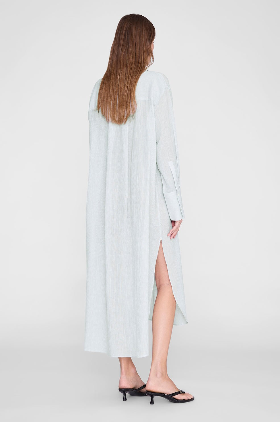 Noemi Dress - Green And White Mini Stripe