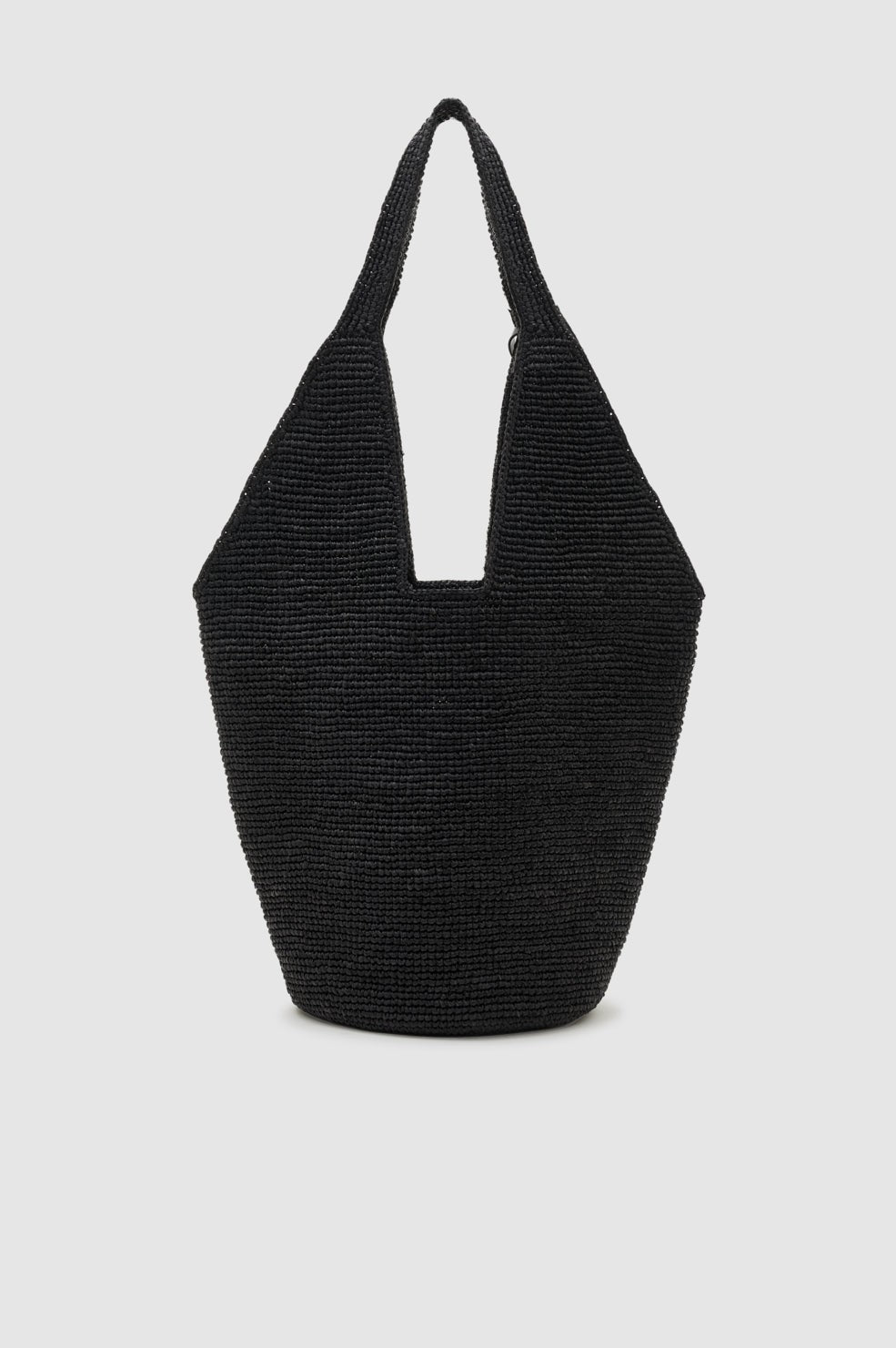 Leah Hobo Bag Plain Raffia - Black