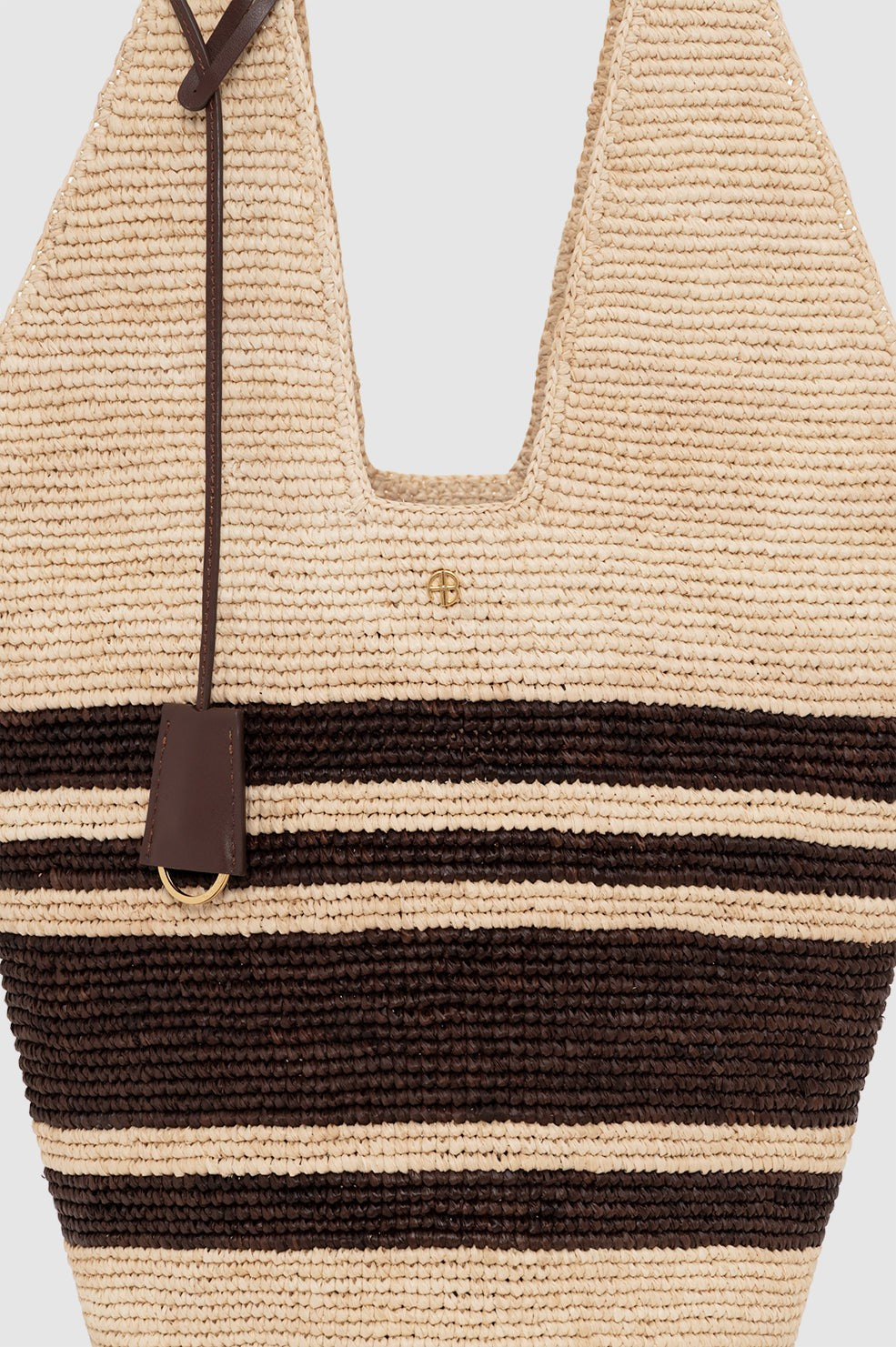 Leah Stripes Hobo Raffia - Natural and Brown Stripe