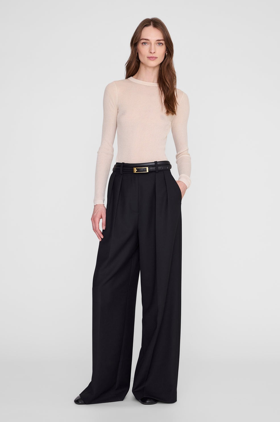 Double Elly Belt Smooth Leather - Black