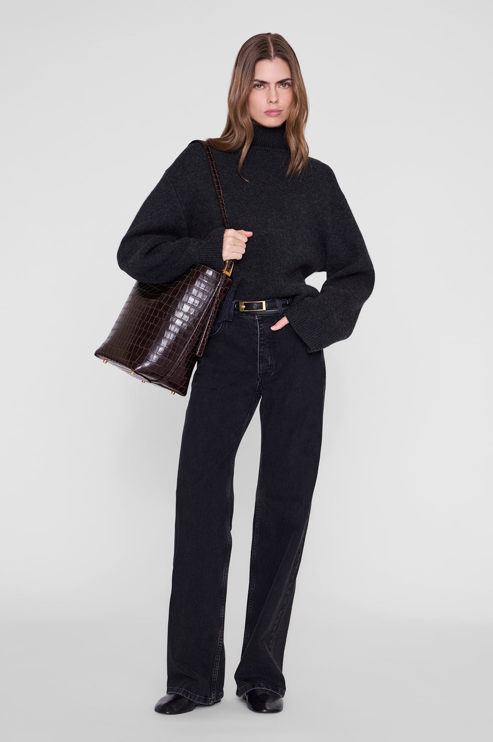 Elly Bucket Bag Embossed - Dark Brown