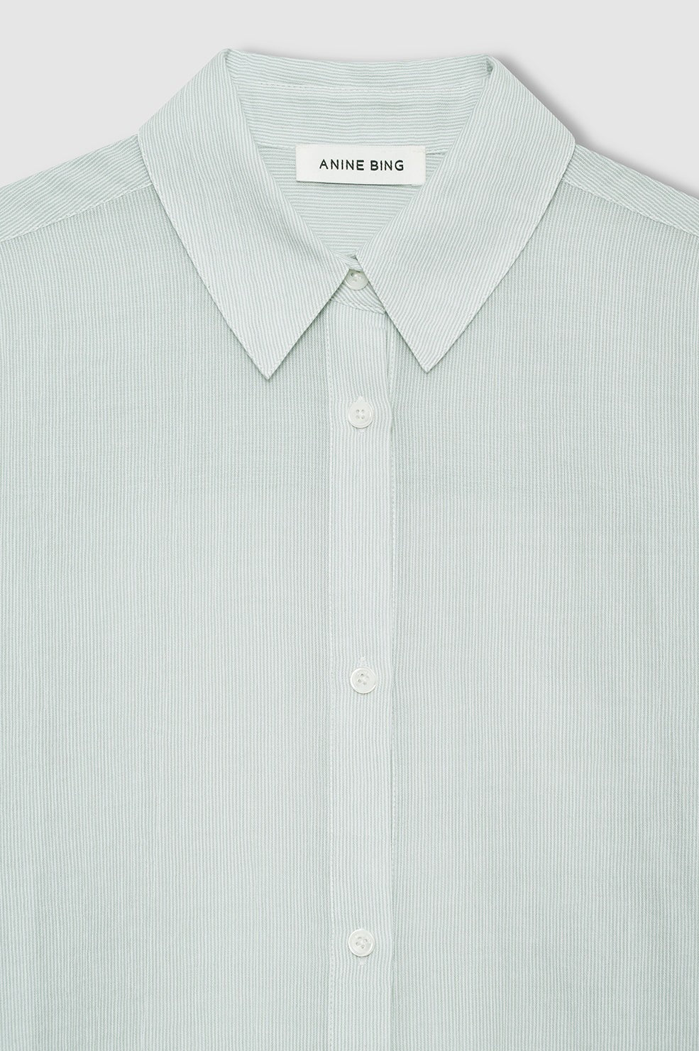Plaza Shirt - Green And White Mini Stripe