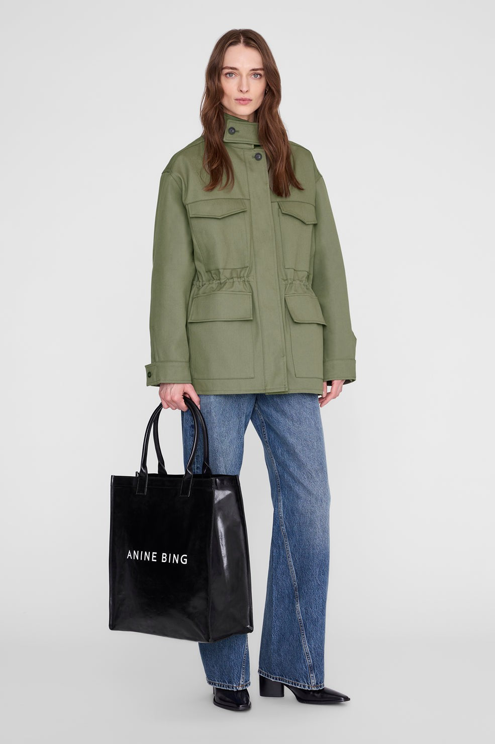 Leonie Coated Canvas Tote - Black