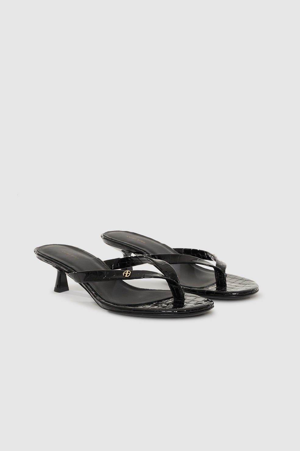Noelle Thong Heels - Embossed Black