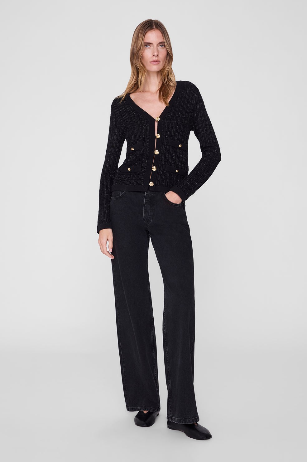 Tessa Tweed Cardigan - Black