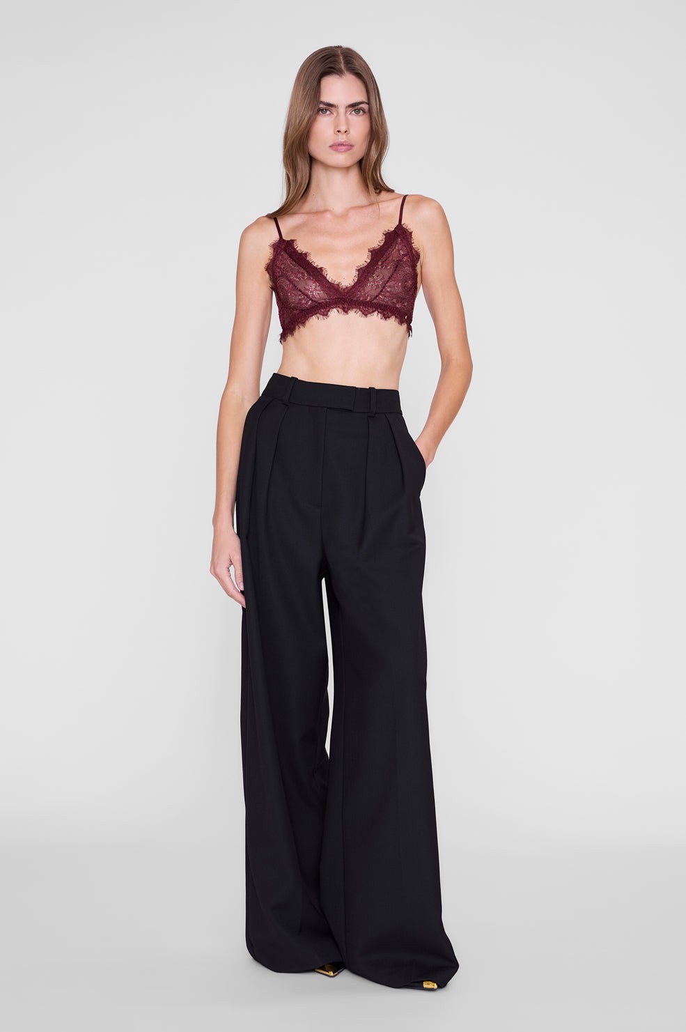 Lace Bra With Trim - Burgundy