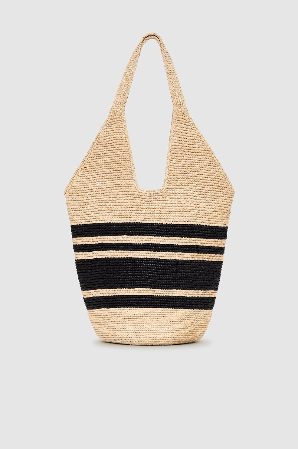 Leah Stripes Hobo Raffia - Black And Natural Stripe