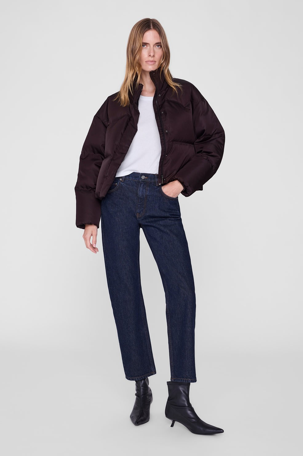 Oslo Cropped Puffer - Dark Brown