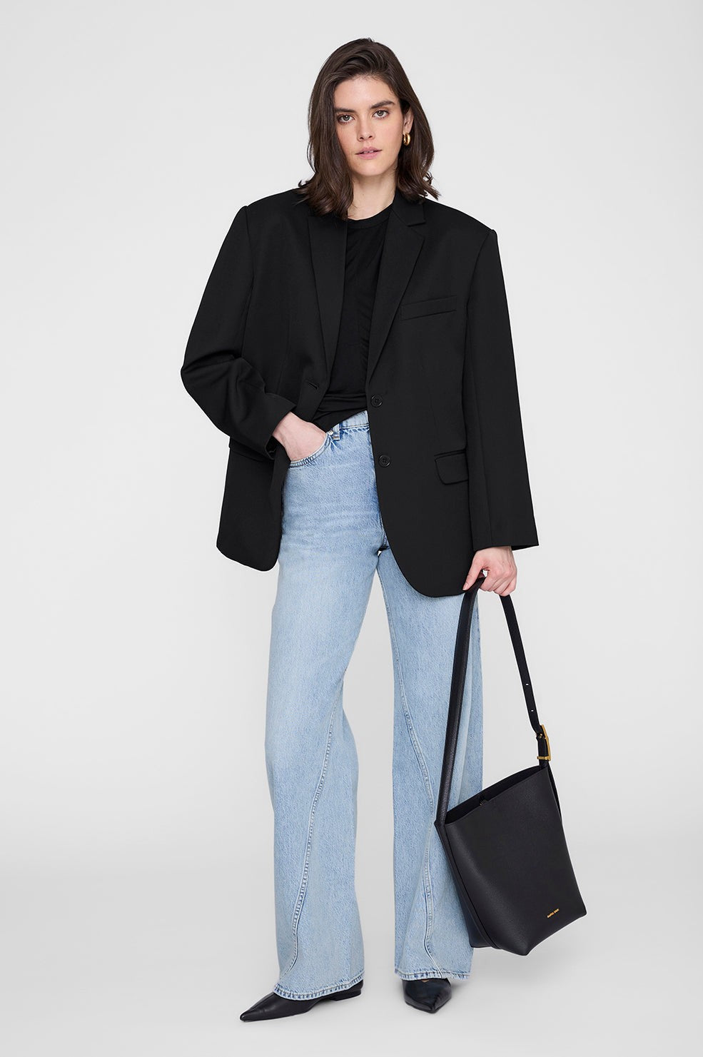 Elly Medium Bucket Bag Grained Leather - Black