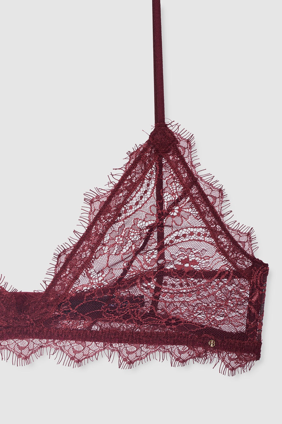 Lace Bra With Trim - Burgundy