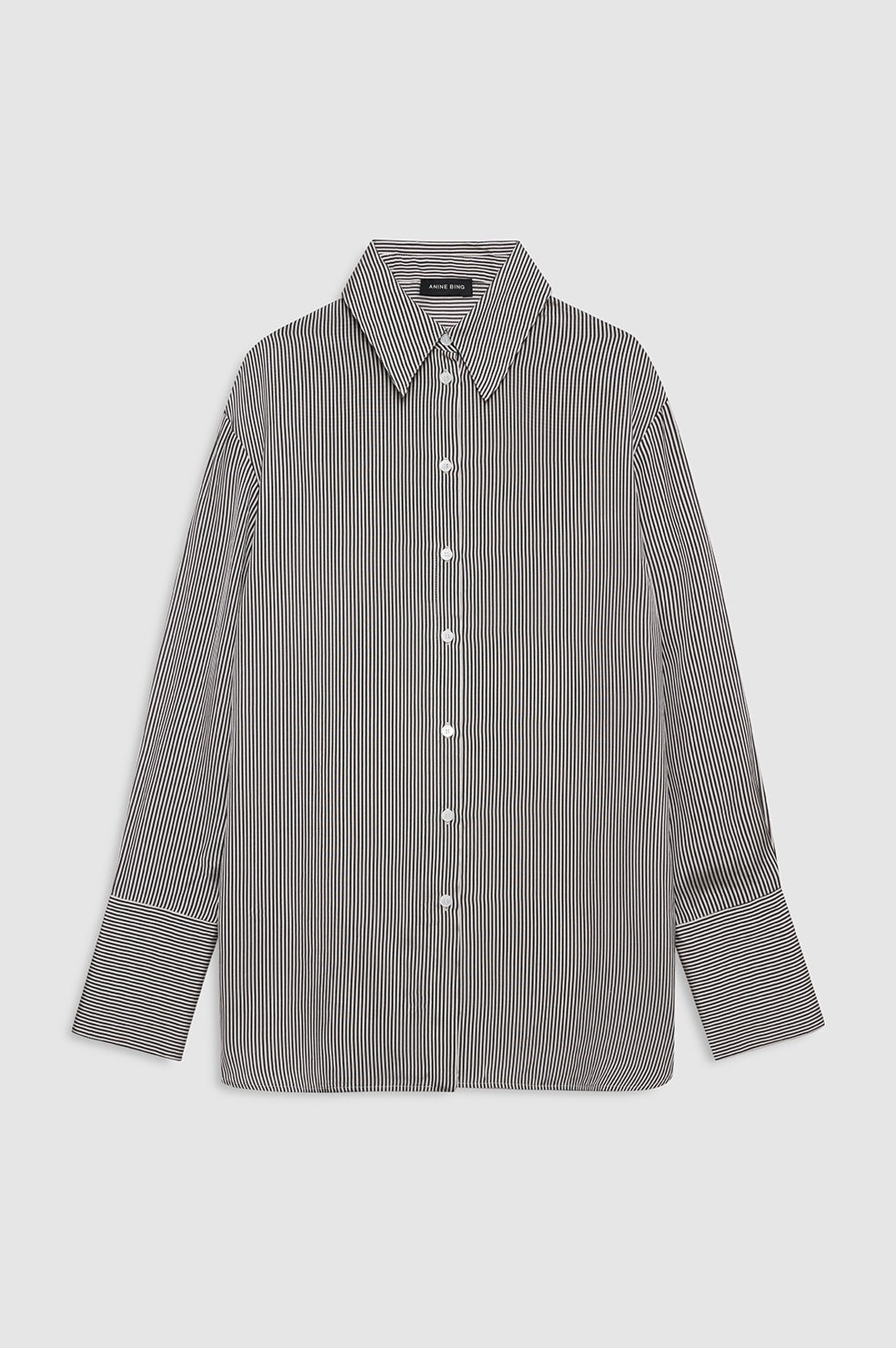 Bridget Shirt - White And Black Mini Stripe
