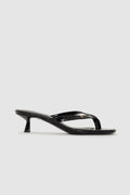 Noelle Thong Heels - Embossed Black