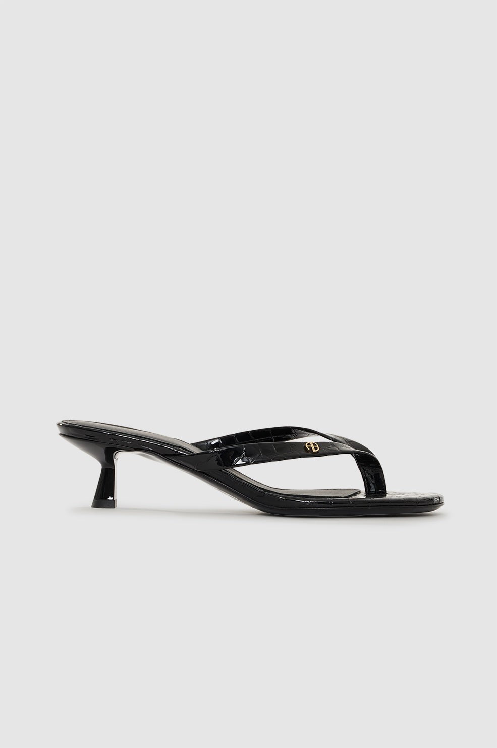 Noelle Thong Heels - Embossed Black