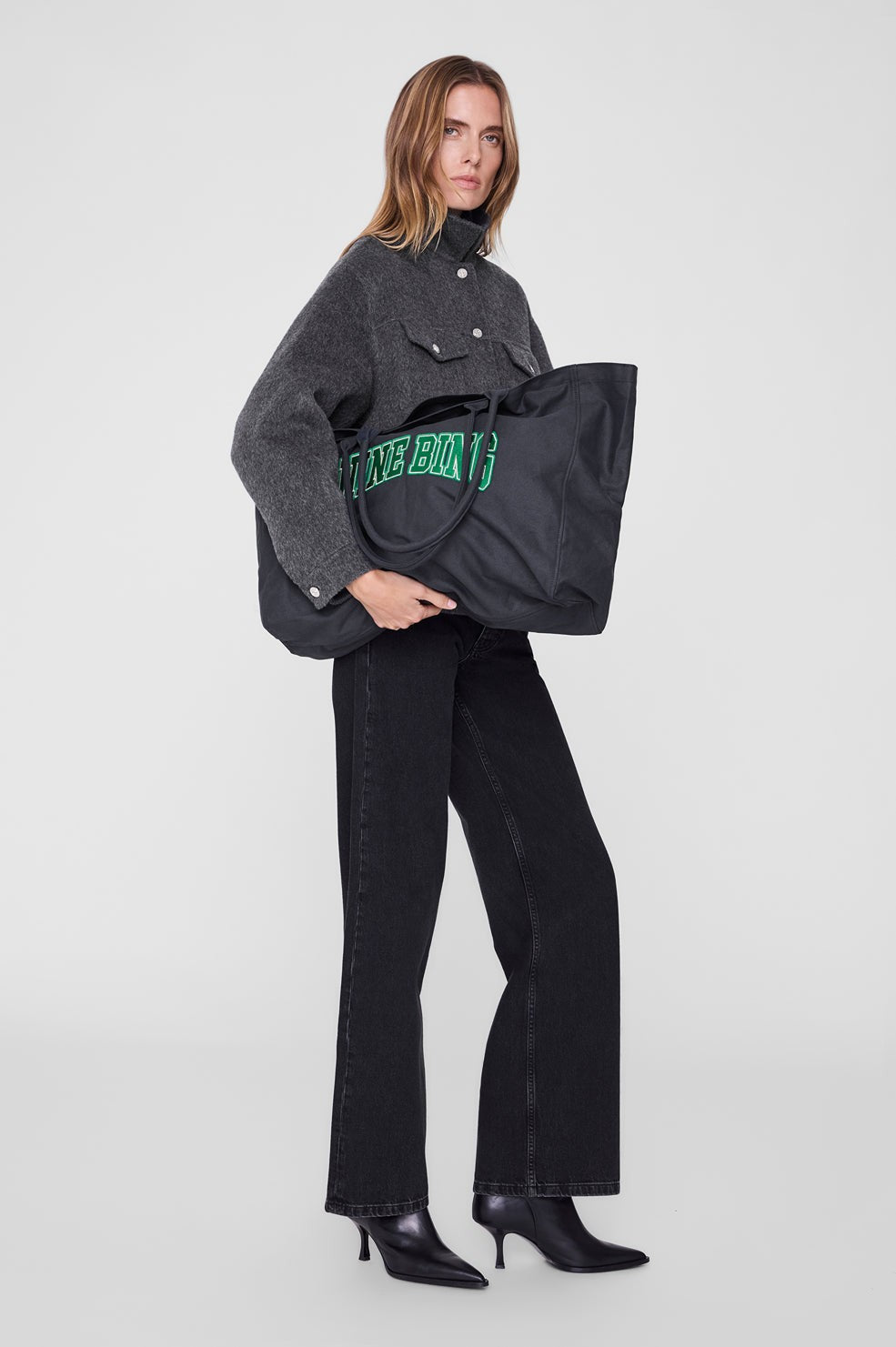 Leo Canvas Tote - Washed Black And Green