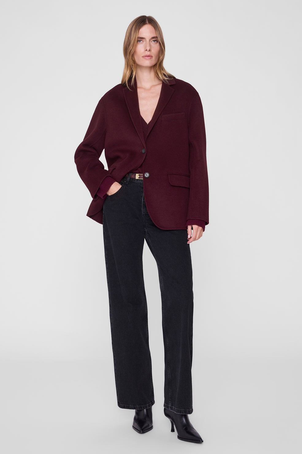 Quinn Blazer - Burgundy Cashmere Blend