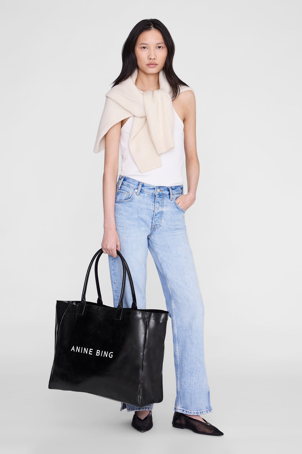 Leo Coated Canvas Tote - Black