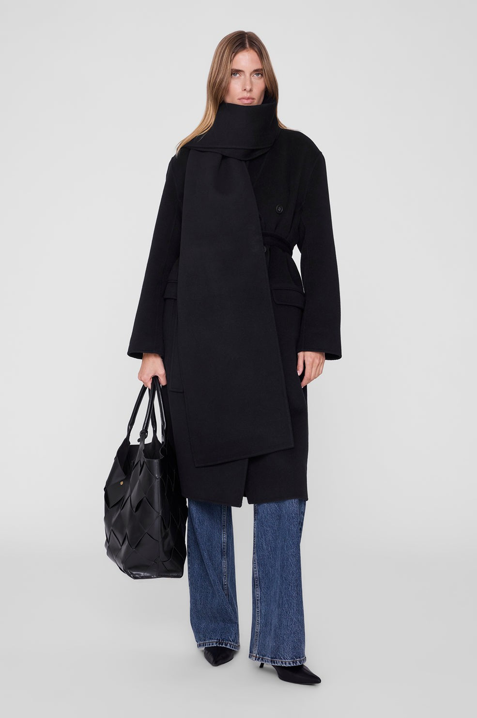 Ava Scarf - Black Cashmere Blend