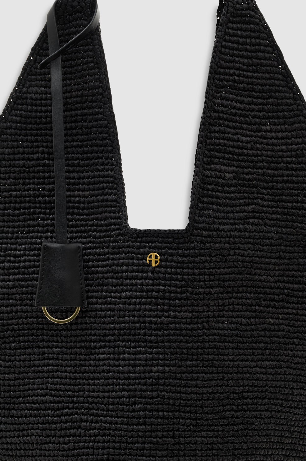 Leah Hobo Bag Plain Raffia - Black