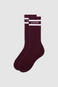 Sully Sporty Socks - Burgundy And White Stripe