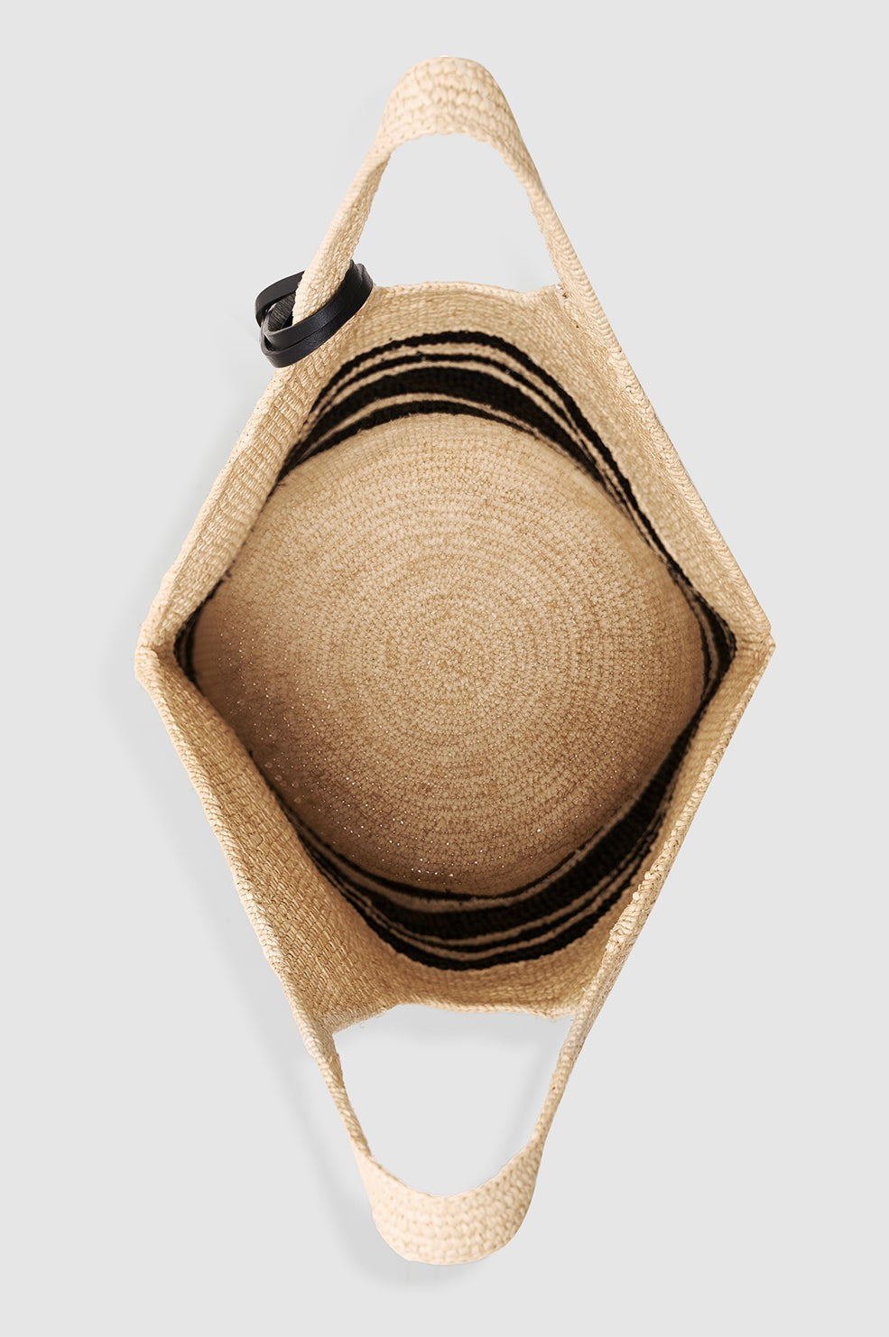 Leah Stripes Hobo Raffia - Black And Natural Stripe