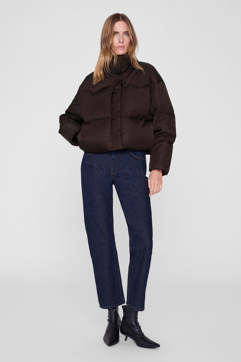 Oslo Cropped Puffer - Dark Brown