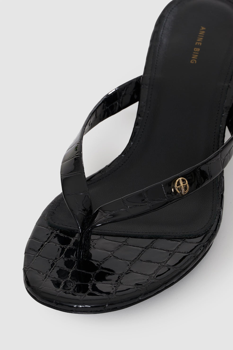 Noelle Thong Heels - Embossed Black