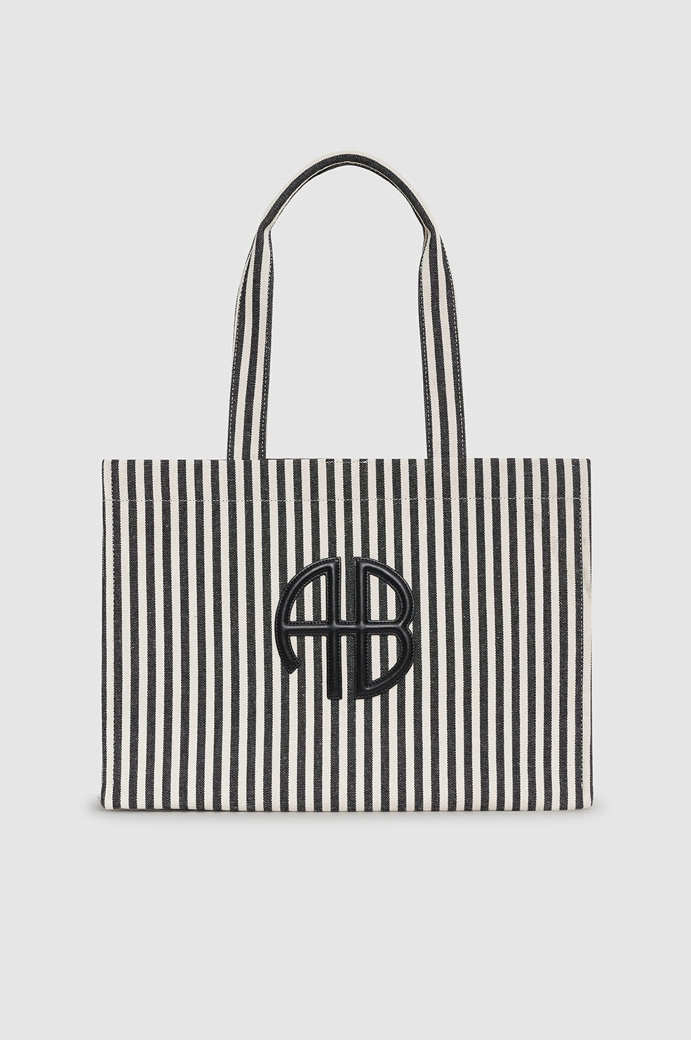 Lara Tote - White And Black Stripe